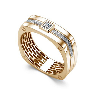 Кольцо из красного золота с бриллиантом