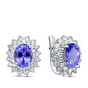 Серьги из белого золота с бриллиантами, танзанитами