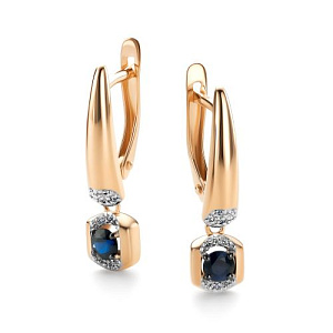 Серьги с английским замком из красного золота с бриллиантами