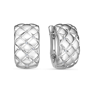 Серьги с английским замком из белого золота с бриллиантом