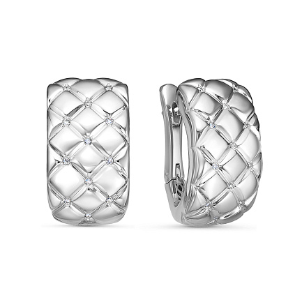 Серьги с английским замком из белого золота с бриллиантами