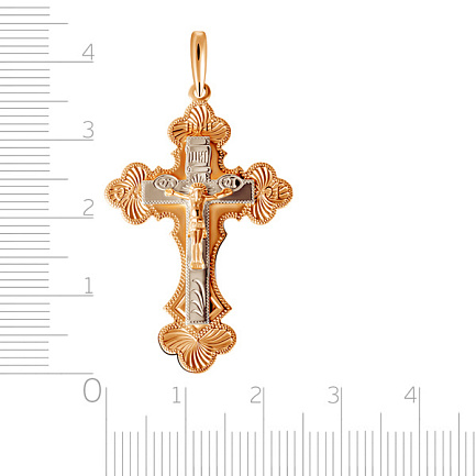 Крест ручной работы из комбинированного золота
