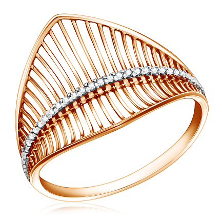 Кольцо из красного золота с фианитом