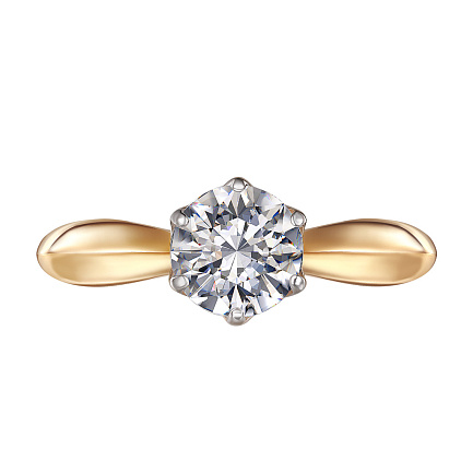 Кольцо из красного золота с фианитом