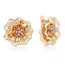 Серьги из красного золота с фианитом