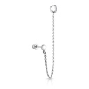 Серьга одиночная из серебра с фианитом