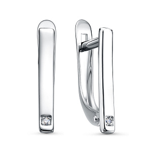 Серьги с английским замком из серебра с фианитами