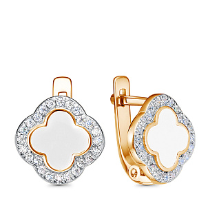 Серьги с английским замком из серебра с эмалью