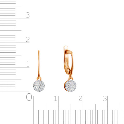 Серьги из красного золота с фианитом