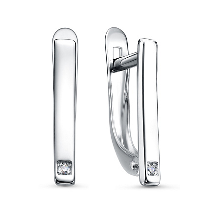 Серьги с английским замком из серебра с фианитами