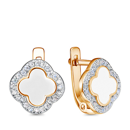 Серьги с английским замком из серебра с фианитами