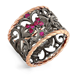 Кольцо из красного золота с рубинами