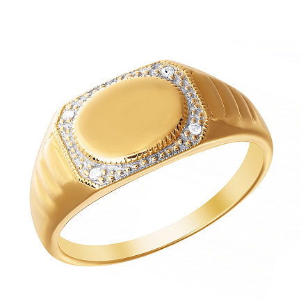 Печатка из желтого золота с бриллиантами