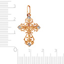 Крест из красного золота с фианитами Сваровски