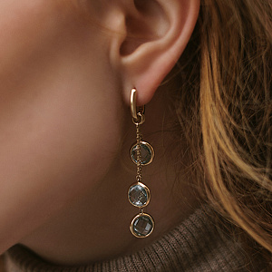 Серьги с английским замком из желтого золота с топазами