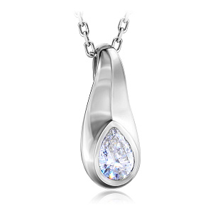 Колье из белого золота с бриллиантом, плетение якорное