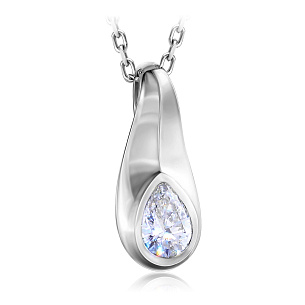 Колье из белого золота с бриллиантом, плетение якорное