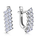 Серьги с английским замком из серебра с фианитом