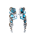 Серьги из белого золота с бриллиантами, топазами