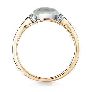 Кольцо из желтого золота с бриллиантами, аметистом