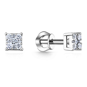 Пусеты из белого золота с бриллиантами