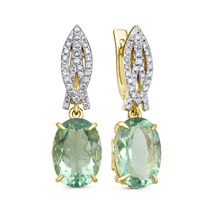 Серьги с английским замком из желтого золота