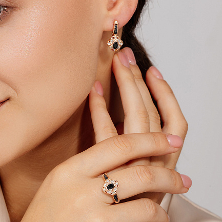 Серьги с английским замком из красного золота с бриллиантами