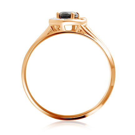 Кольцо из красного золота с бриллиантами, сапфиром
