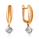 Серьги с английским замком из красного золота с фианитом