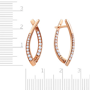 Серьги из красного золота с фианитом