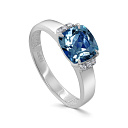 Кольцо из белого золота с бриллиантами, топазом