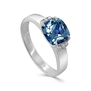 Кольцо из белого золота с бриллиантами, топазом