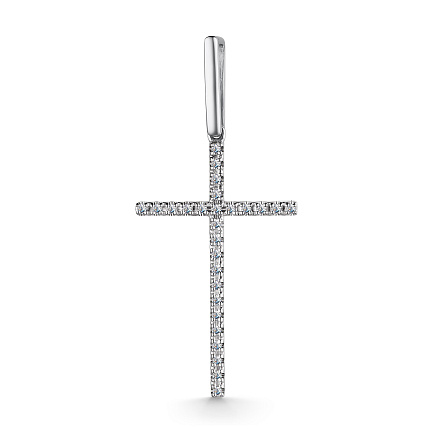 Крест декоративный из белого золота с бриллиантами