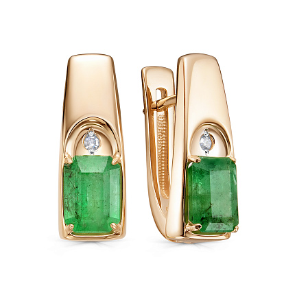 Серьги с английским замком из красного золота с бриллиантами