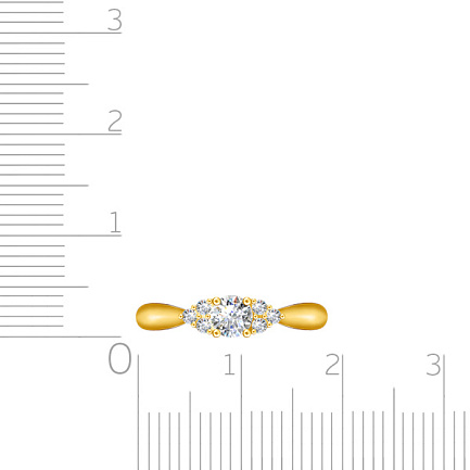 Кольцо из желтого золота с фианитами Сваровски