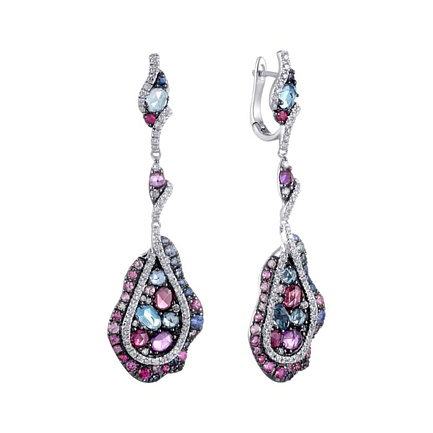 Серьги с английским замком из белого золота с бриллиантами