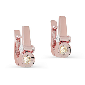 Серьги с английским замком из красного золота с бриллиантами