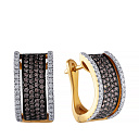 Серьги с английским замком из желтого золота с бриллиантами