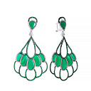 Серьги из серебра с агатом, фианитом