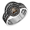 Кольцо из серебра с раухтопазом, фианитами