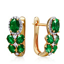 Серьги из желтого золота с бриллиантами, изумрудами