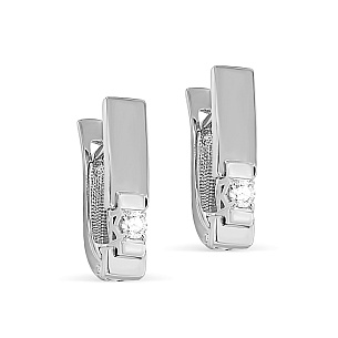 Серьги с английским замком из белого золота с бриллиантом