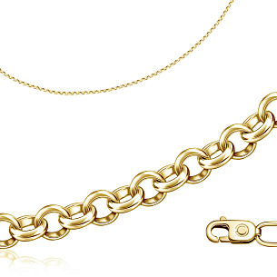 Цепь автомат из желтого золота, плетение бельцер