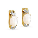 Серьги с английским замком из желтого золота с бриллиантами