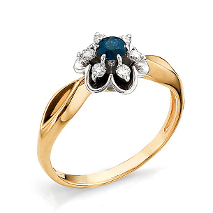 Кольцо из красного золота с сапфиром