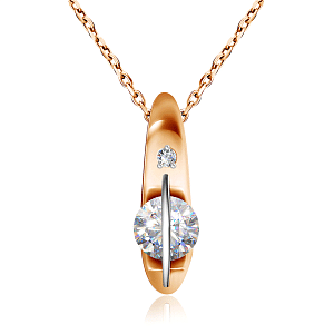 Колье из красного золота с бриллиантами, плетение якорное