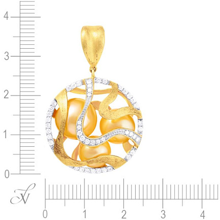 Подвеска из желтого золота с бриллиантами, жемчугом