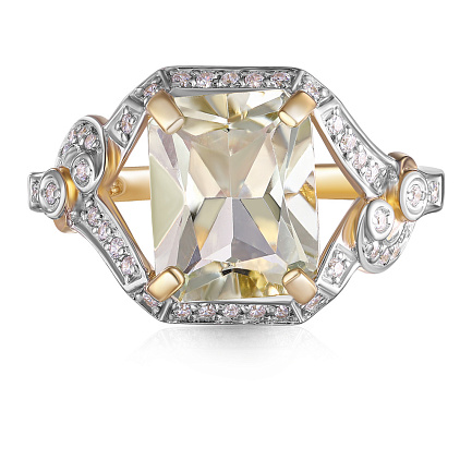 Кольцо из желтого золота с фианитом