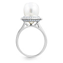 Кольцо из серебра с жемчугом, фианитом