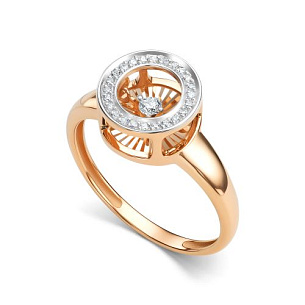 Кольцо из красного золота с бриллиантом